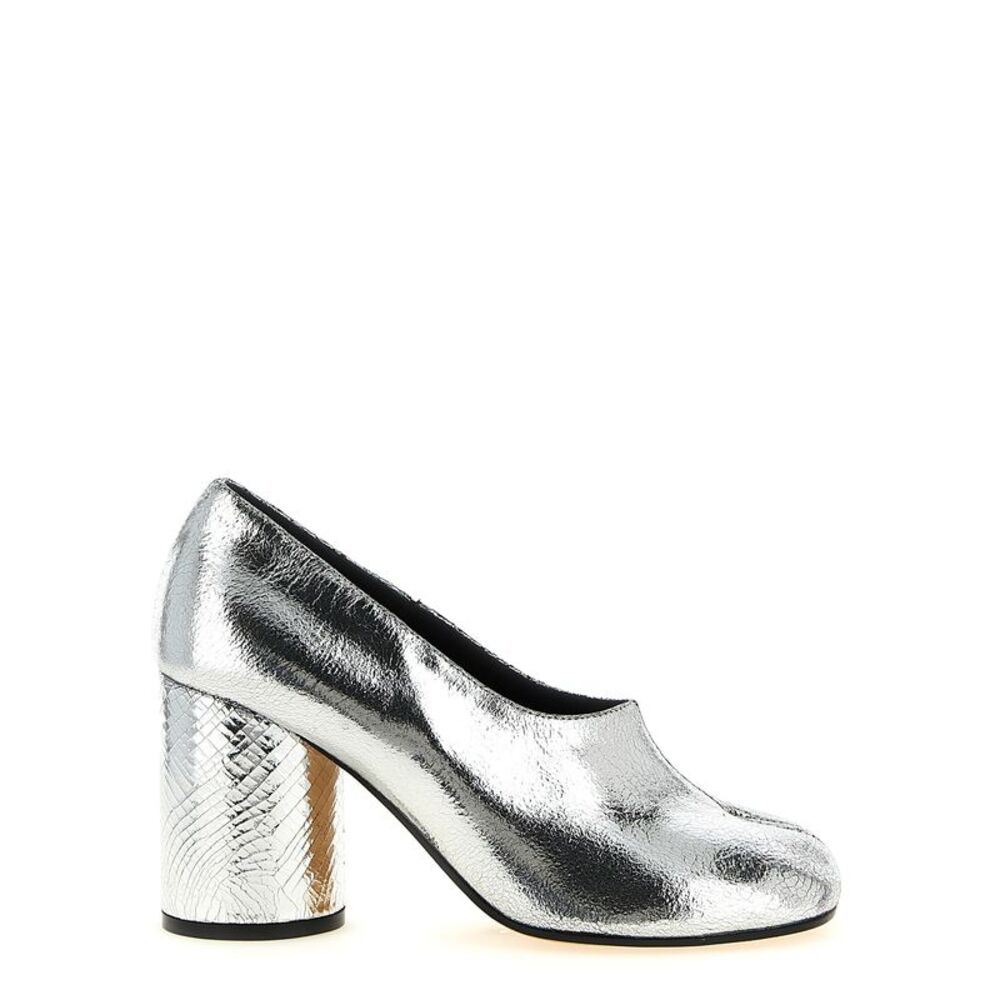 Maison Margiela Silver Calfskin Mid Heel Women's Pumps